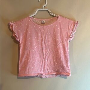 Soft Pink Short Sleeve Tee with Ruffle Sleeves
